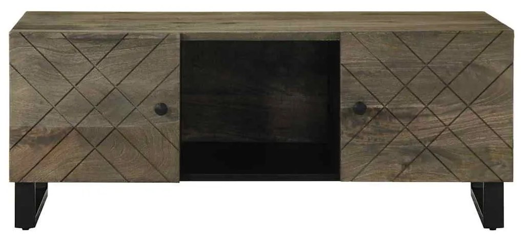 Fekete tömör mangófa dohányzóasztal 100 x 54 x 40 cm