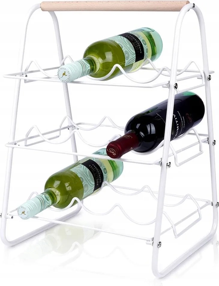 Fém Bortartó Állvány Fehér 9 Palack Alkohol Tároló Dekoráció