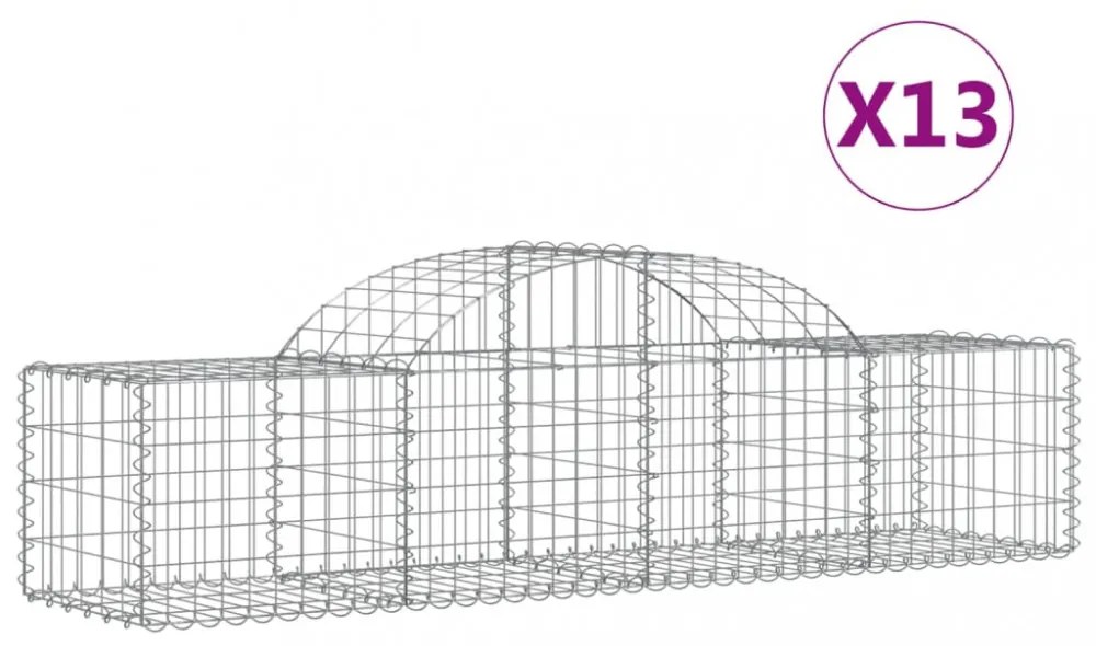 13 db íves horganyzott vas gabion kosár 200x50x40/60 cm