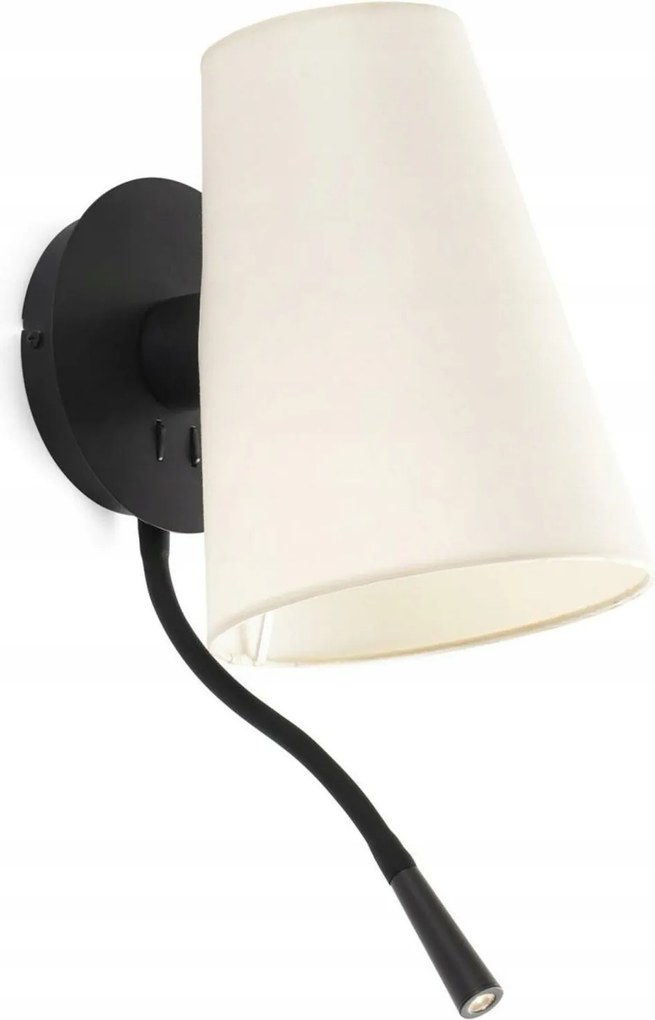 Faro Lupe černá/béžová nástěnná lámpa s Led čtecí lampičkou