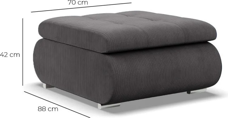 Tokio puff, kordbársony, szürke