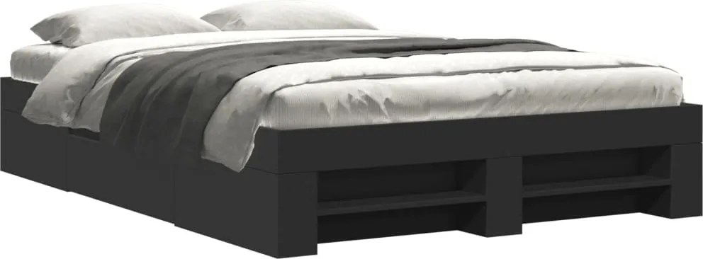 vidaXL fekete szerelt fa ágykeret 140x190 cm