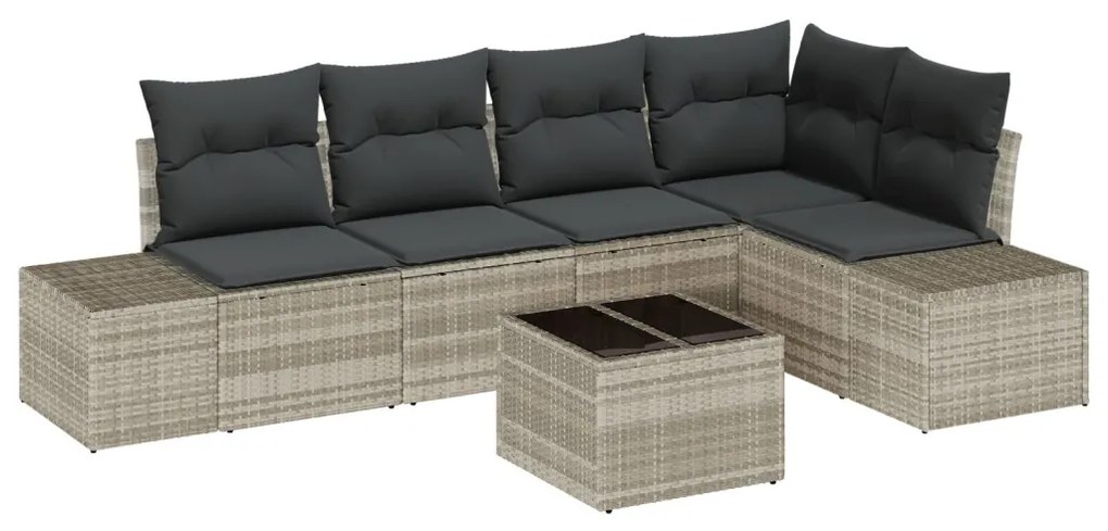 Kerti Kanapé Szett 6 pcs Világosszürke polirattan