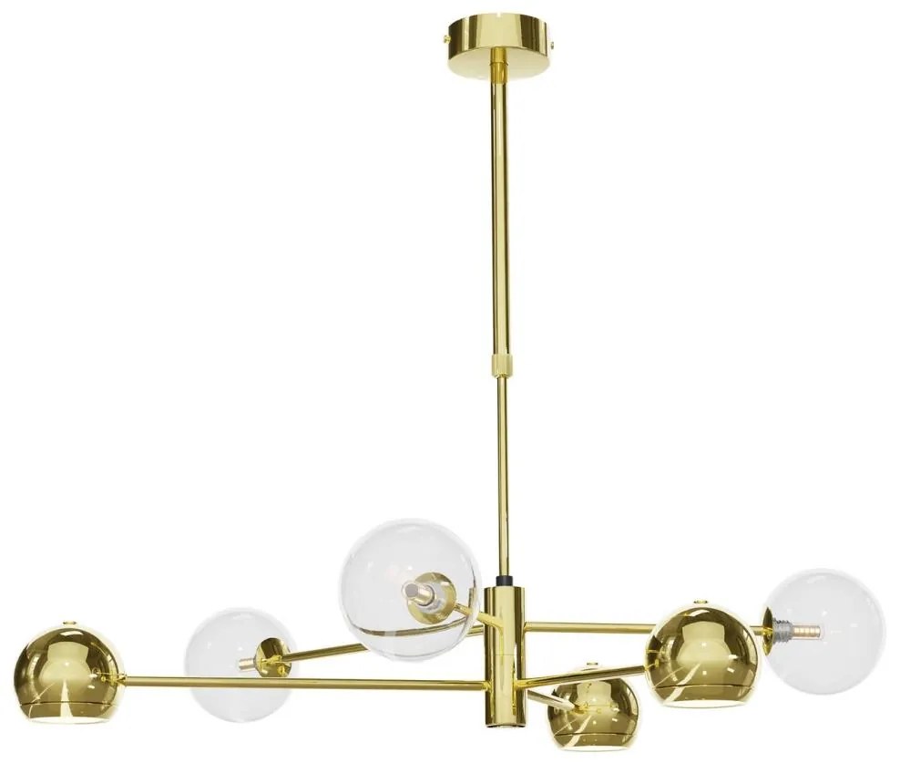 Jupiter 1964 - Csillár rúdon MOKA 3xGU10/10W/230V + 3xG9/10W/230V arany/átlátszó