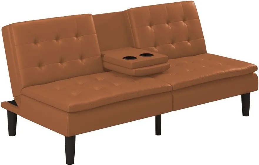 Konyakbarna bőrutánzat kinyitható kanapé 191 cm Maine – Støraa