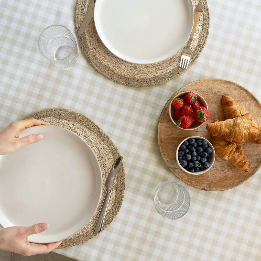 Goldea teflonos asztalterítő - bézs kockás 100 x 100 cm