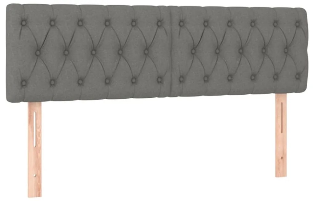 sötétszürke szövet LED-es fejtámla 144 x 7 x 78/88 cm