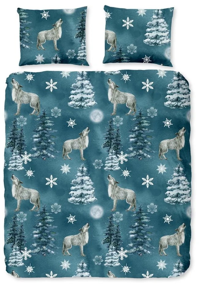 Petróleumkék egyszemélyes hosszabbított flanel ágyneműhuzat 140x220 cm Midnight – Good Morning