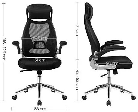 Irodai ergonomikus szék kar- és fejtámasszal, fekete