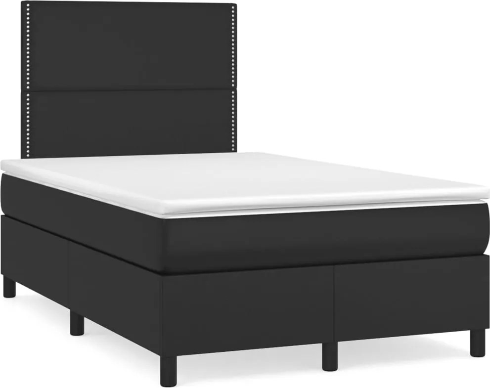 vidaXL fekete műbőr rugós ágy matraccal 120 x 200 cm