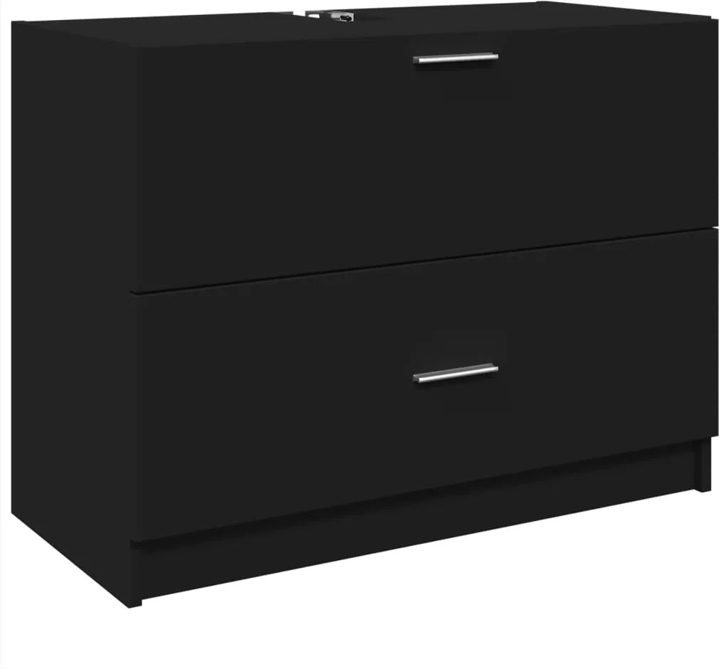 vidaXL fekete szerelt fa mosdószekrény 78 x 37 x 59 cm