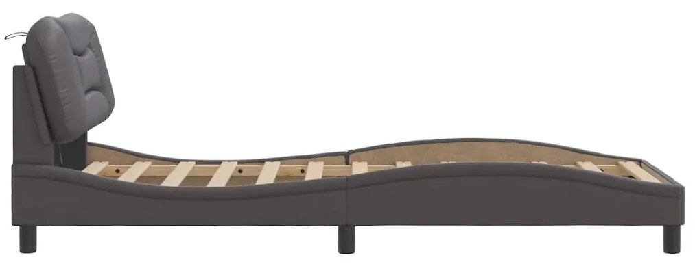 szürke műbőr ágykeret LED-világítással 80 x 200 cm