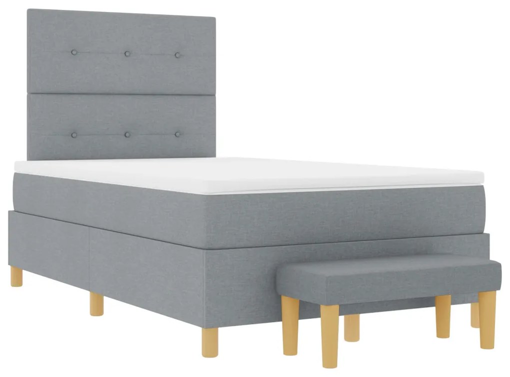 Boxspring Ágy Matrac és Pad Világosszürke 120x200 cm Szövet