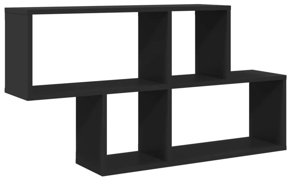 fekete szerelt fa fali polc 100 x 20 x 53 cm