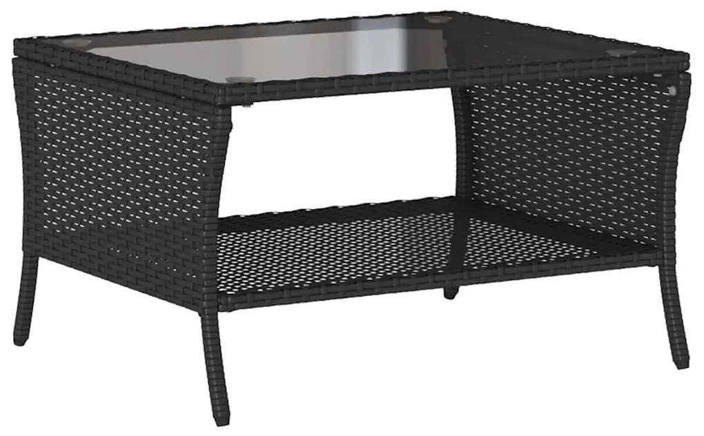 2 személyes fekete polyrattan kerti kanapé asztallal&amp;párnával