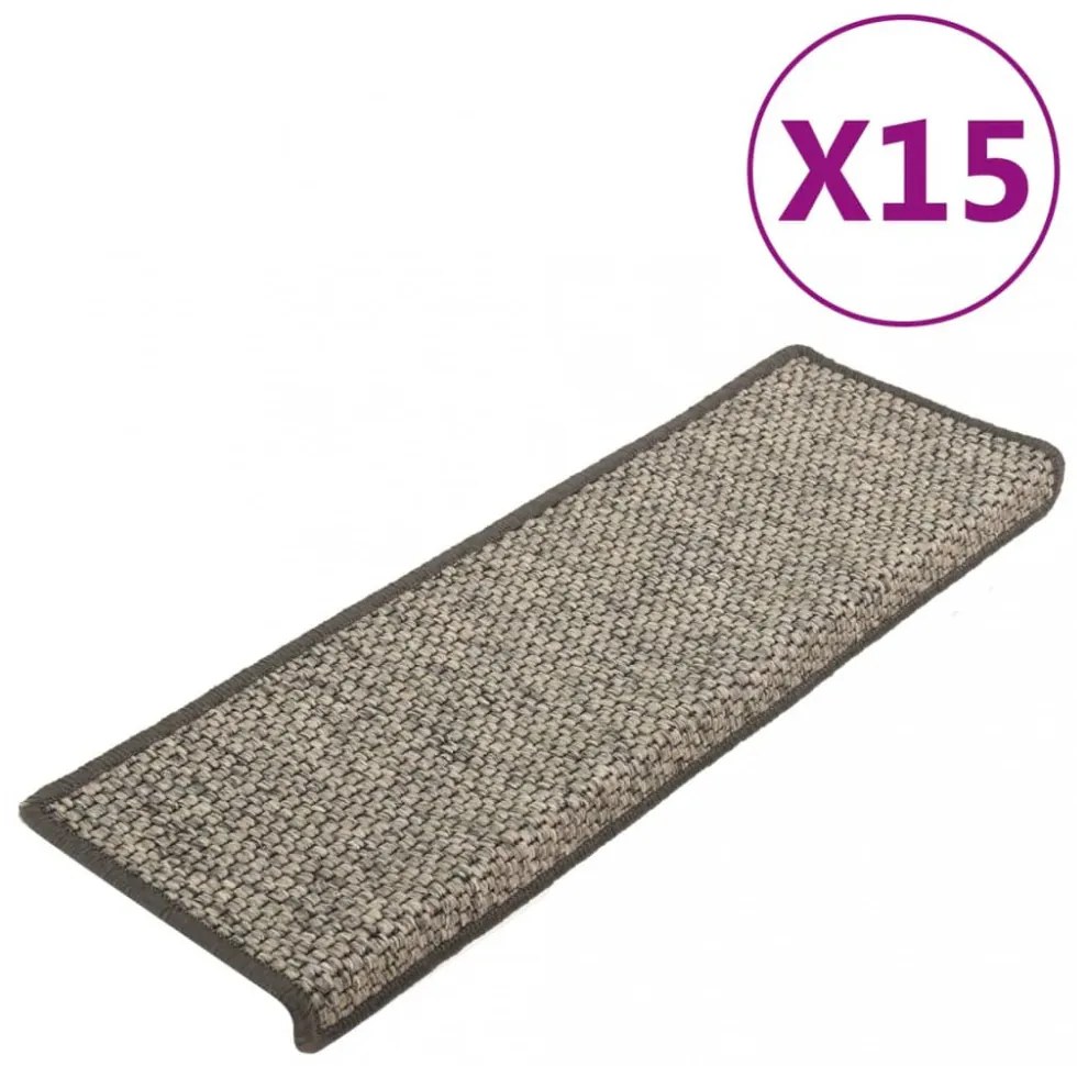 15 db szürke-bézs öntapadó lépcsőszőnyeg 65x21x4 cm