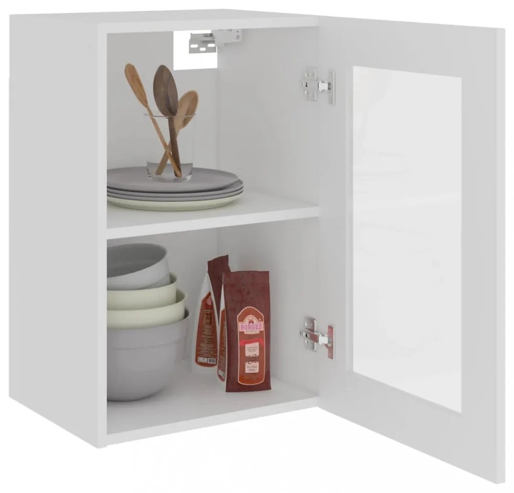 “Lyon” fehér szerelt fa függő üvegszekrény 40 x 31 x 60 cm