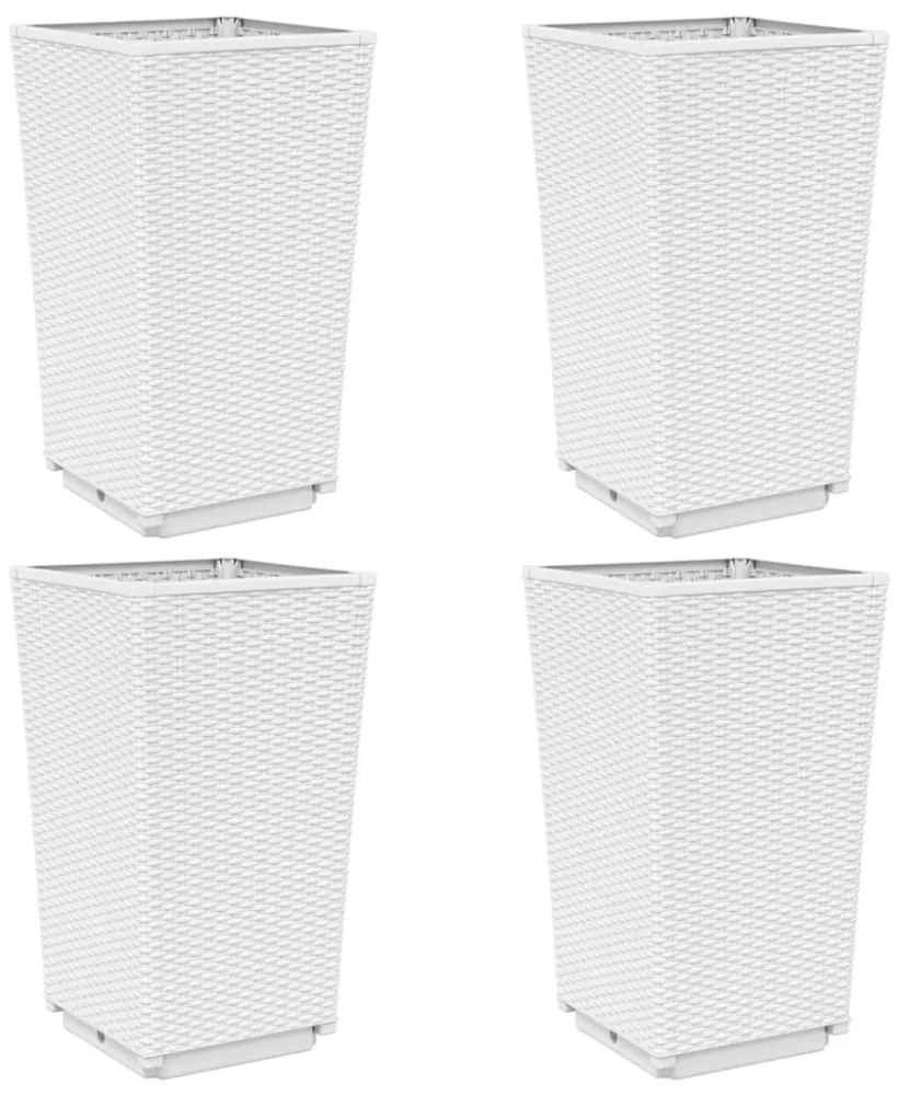 4 db fehér polipropilén kerti ültetőláda 32,5 x 32,5 x 57 cm