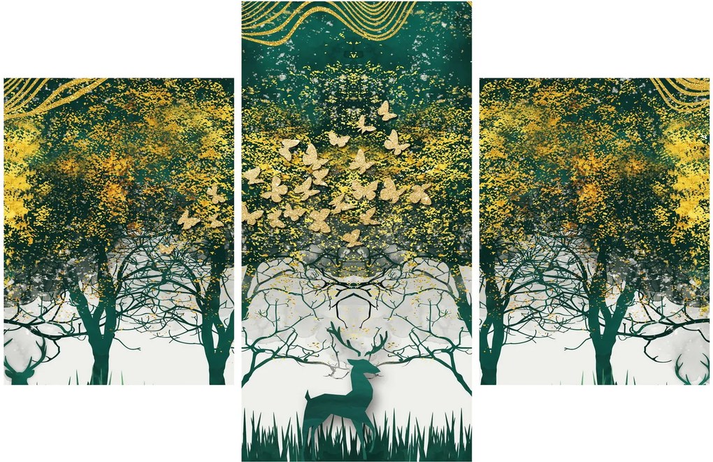 Kép - Szarvas a zöld erdőben (90x60 cm)