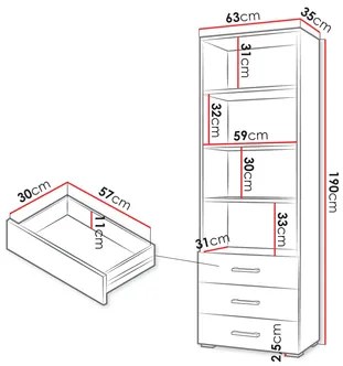 Regál Teratino 3SZ (fehér)  . 1104880