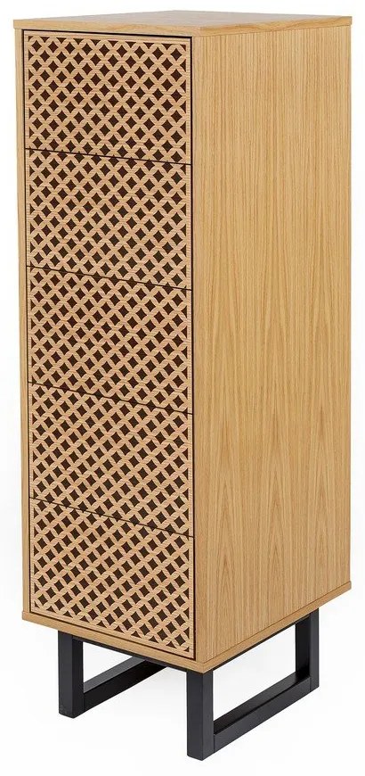 Camden Narrow Diamond Print nyírfa komód, 40 x 123 cm - Woodman