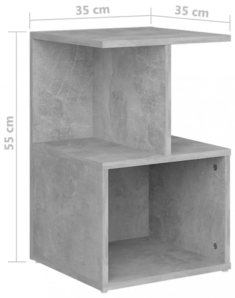2 db betonszürke szerelt fa éjjeliszekrény 35 x 35 x 55 cm