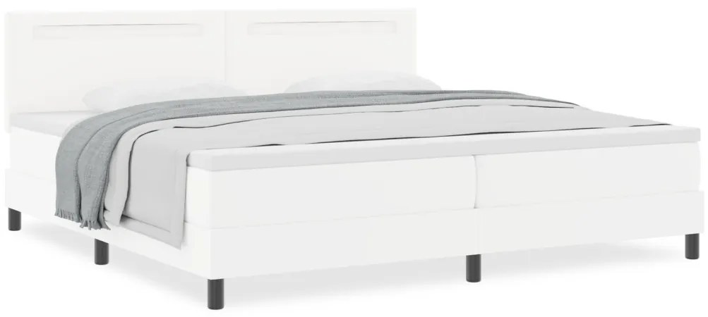 Ágykeret matraccal matracmal Fehér 200 x 200 cm Műbőr