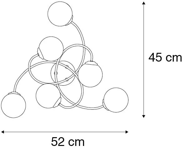Modern mennyezeti lámpa arany 6 lámpás füstüveggel - Athén