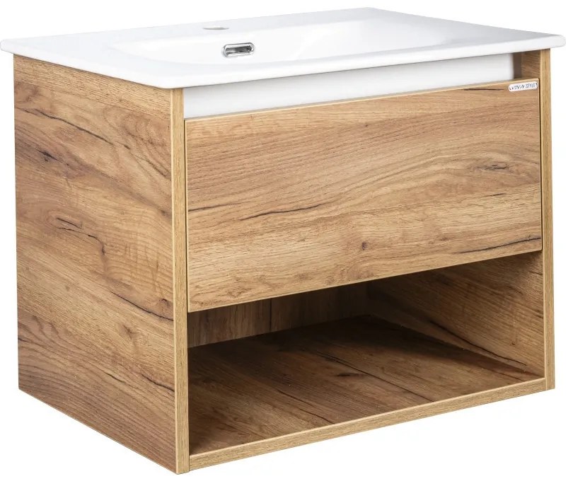 TMP NORD CRAFT 60 fali függesztett fürdőszobabútor - SKY E-8099-60 porcelán mosdóval- 61 x 46 cm