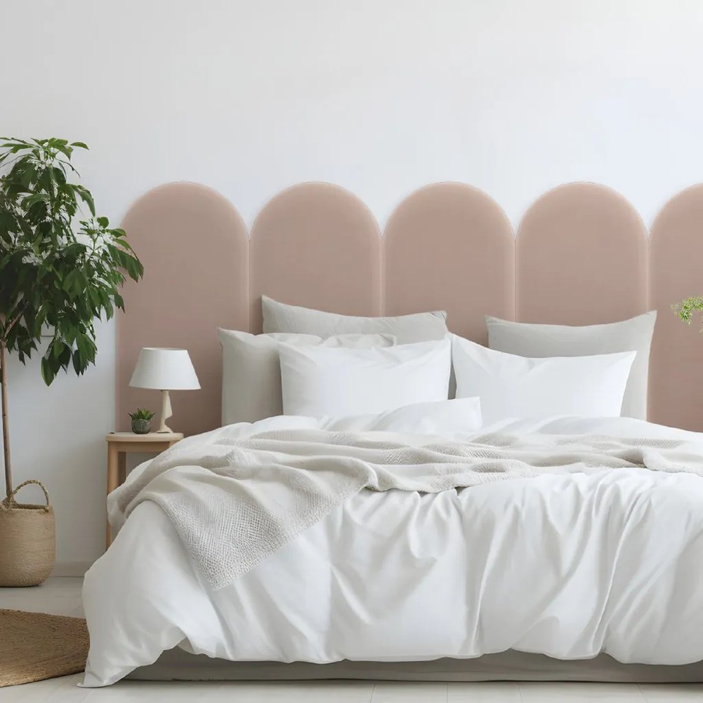 Bársony kárpitozott panel - Íves - 30x100cm Szín: Púderrózsaszín