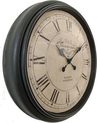 Globo B992521 Falióra, fekete műanyag, üveglap, Óra, római számokkal ellátott számlap, ø: 580 mm, M: 580 mm, elem nélkül