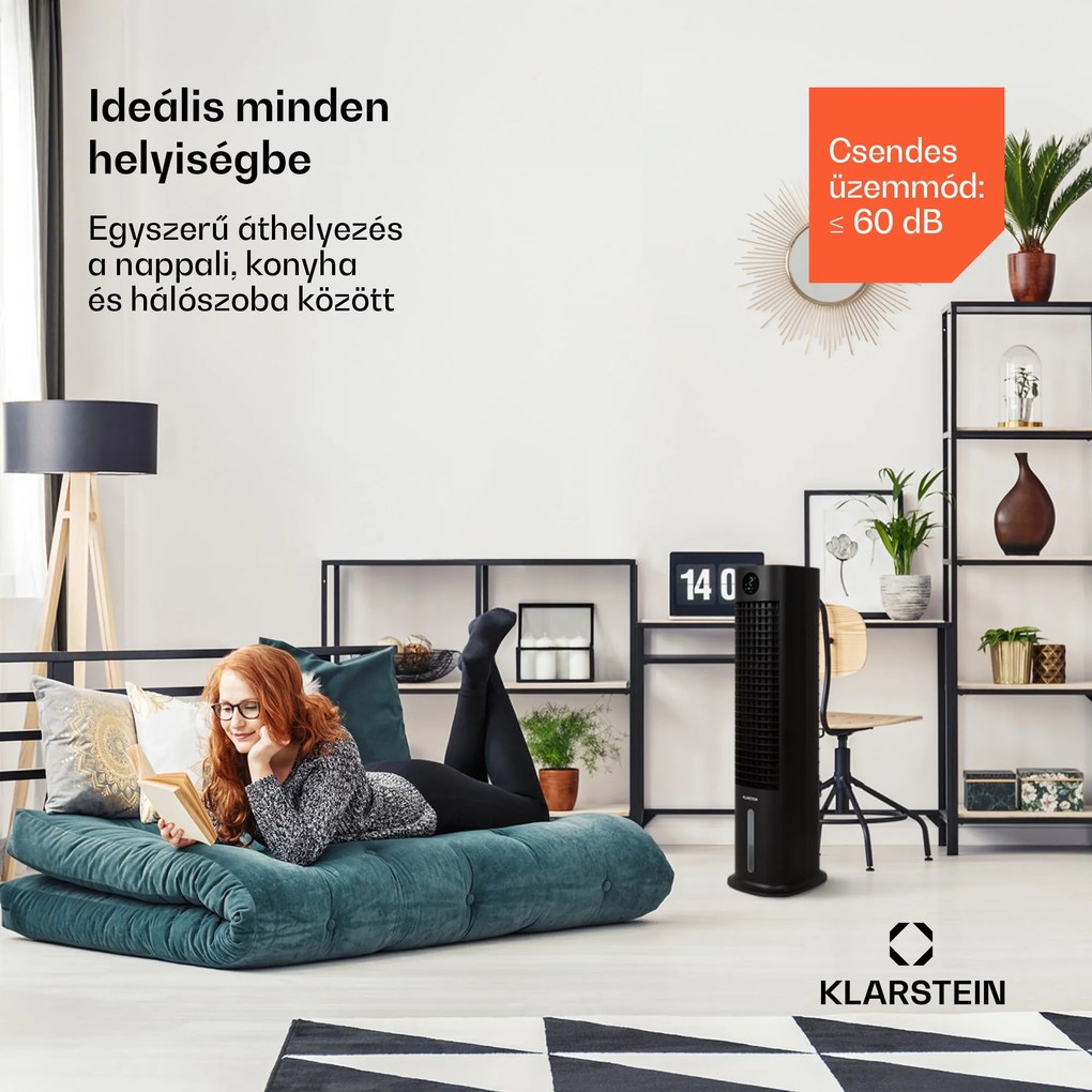 Klarstein Skytower Grand Smart, léghűtő, 80 W, 460 m³ / h, 8 liter, hordozható