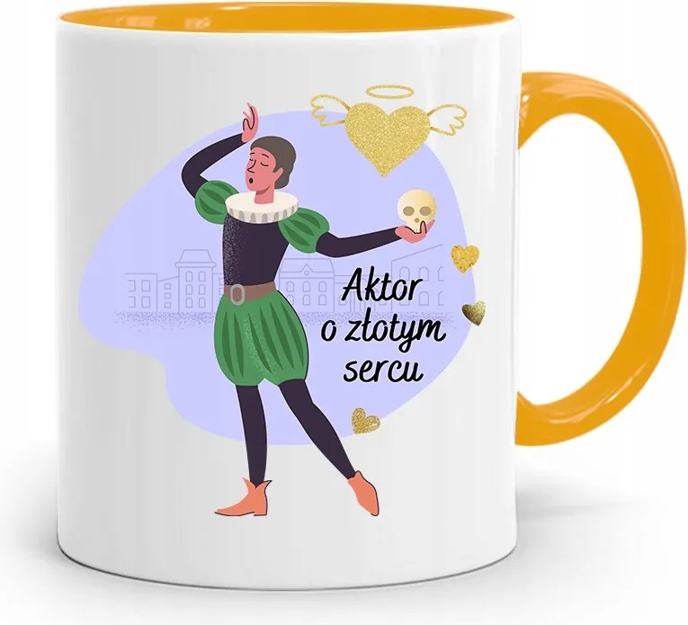 Színésznőnek Színésznő Bögre Sárga Születésnapi Ajándék fényképes nyomtatással