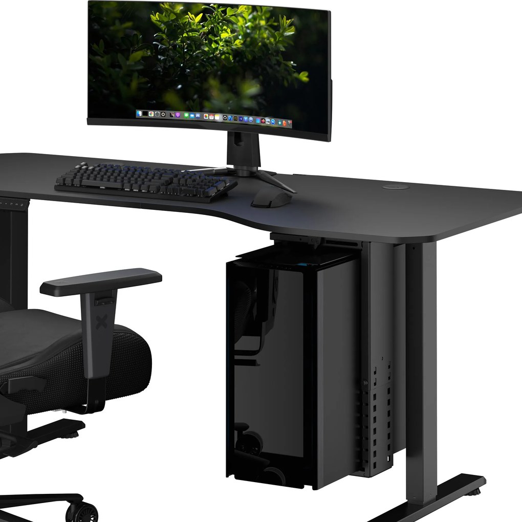 Számítógép tartó az íróasztal alá, állítható, fém, fekete: PC HOLDER