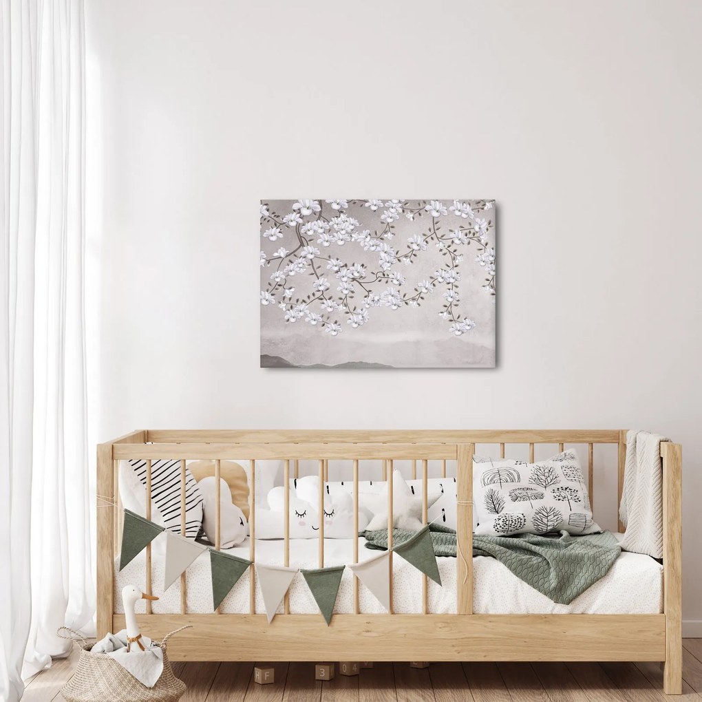 Kép - Virágok egy szürke tájon (70x50 cm)
