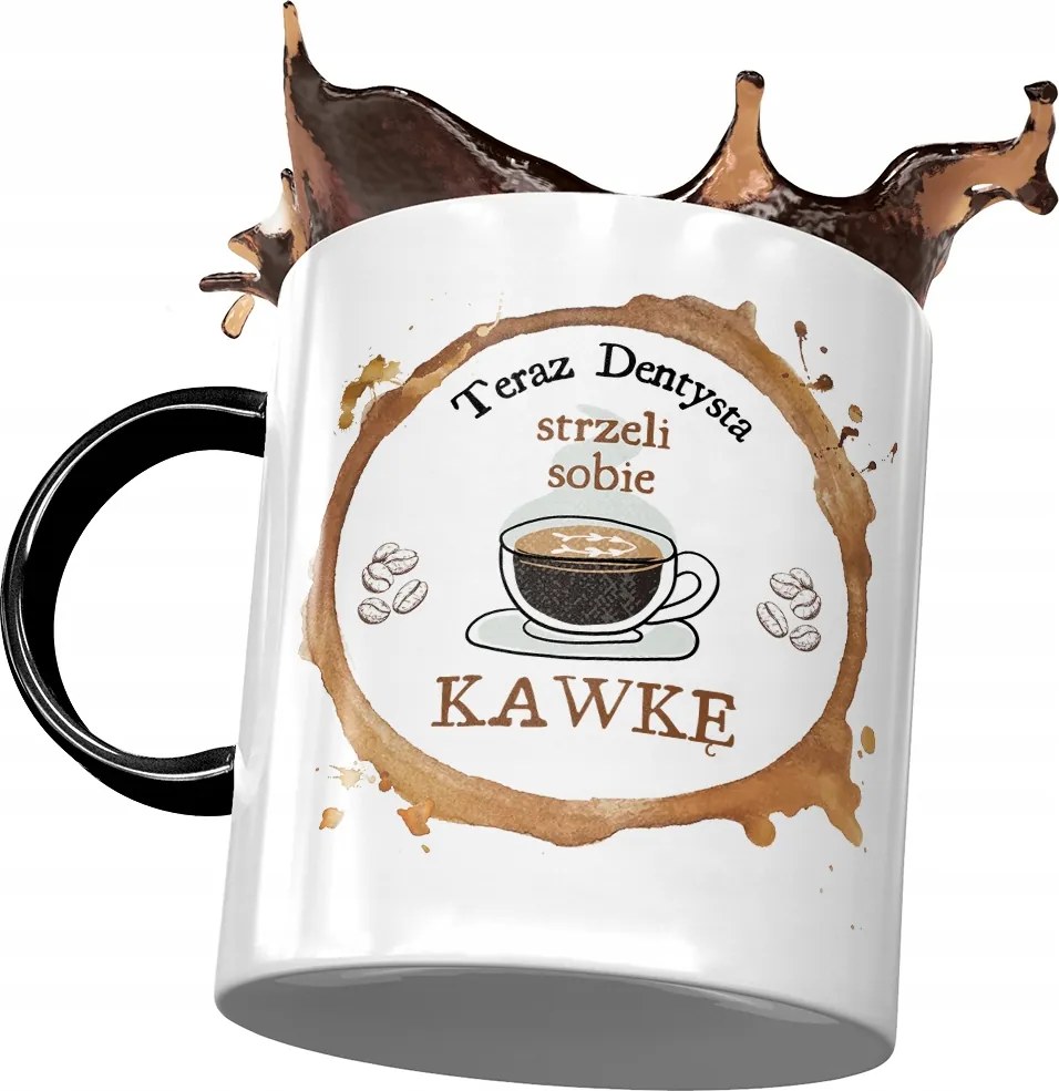 Fekete Bögre Fogorvosnak Kávé Nyomtatott Fotóval