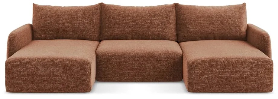 Téglavörös kinyitható-tárolóhelyes sarokkanapé Kalena – Makamii