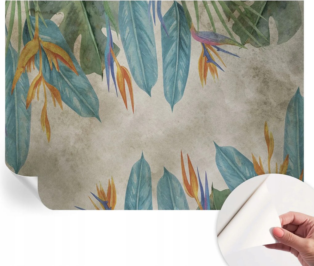 Matt öntapadós fotótapéta Falra Trópusi virágok 312x219 cm