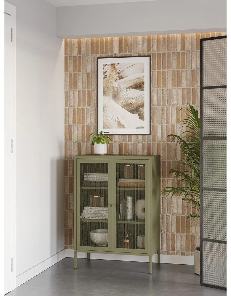 Zöld fém szekrény 70x100x40 cm Fayna – Marckeric