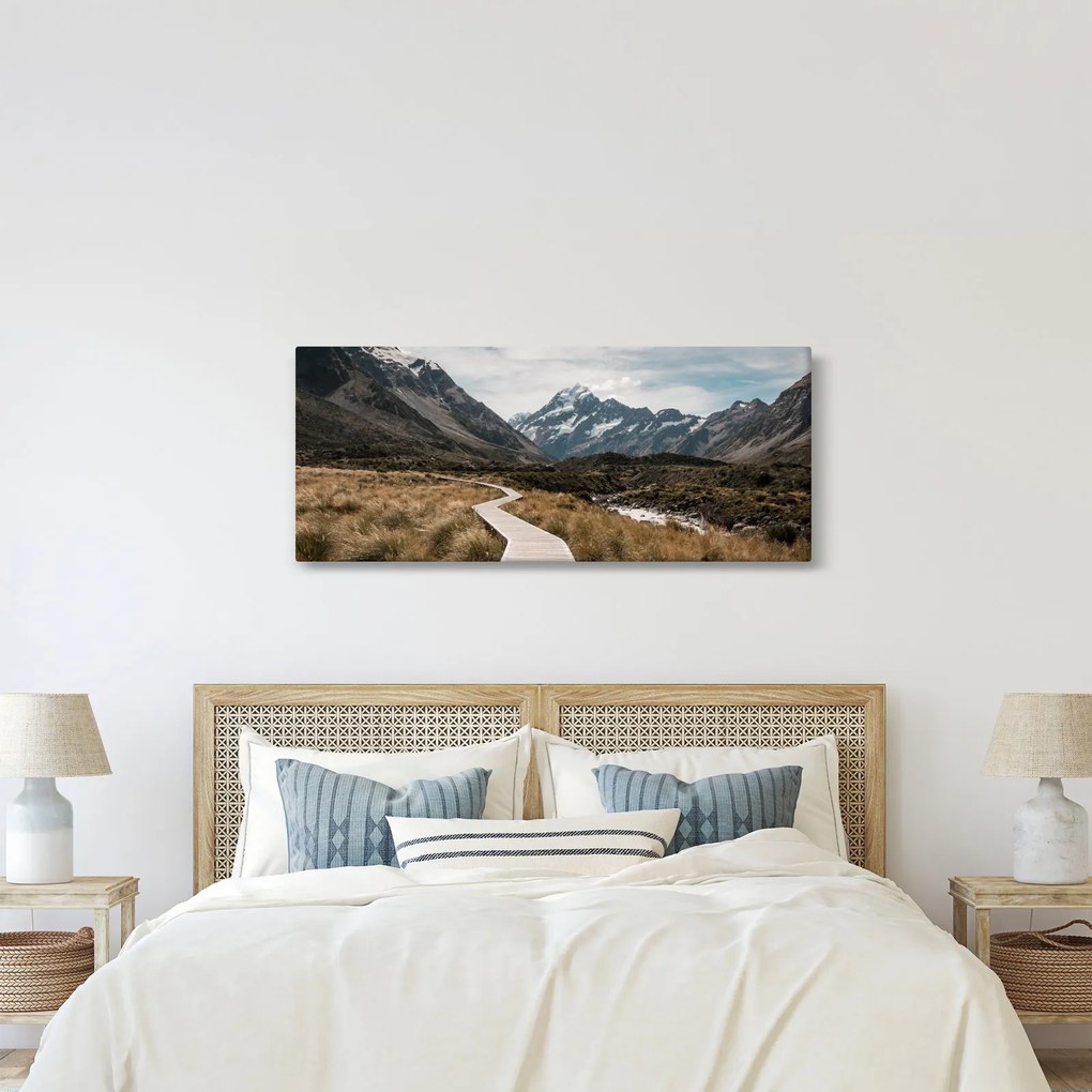 Kép - Sétány a hegységben Mt. Cook (120x50 cm)