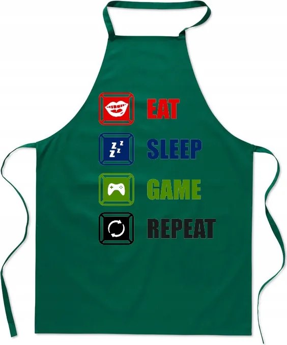 Konyhai kötény Eat Sleep Game Repeat