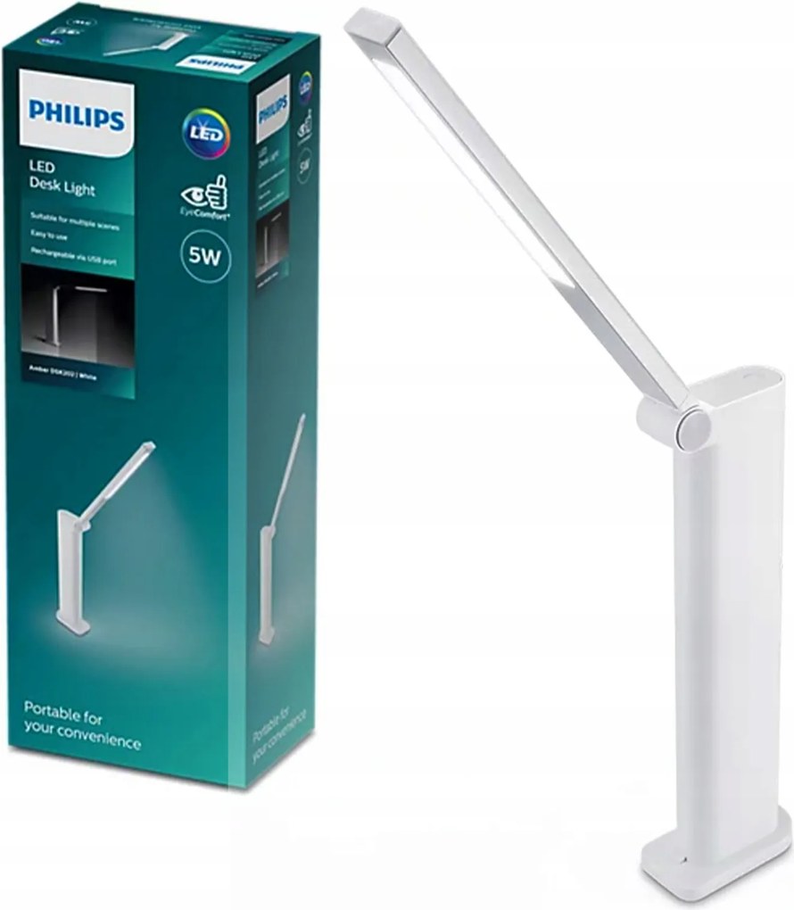 Amber Led asztali lámpa 5W 4000K szabályozható Usb fehér Philips