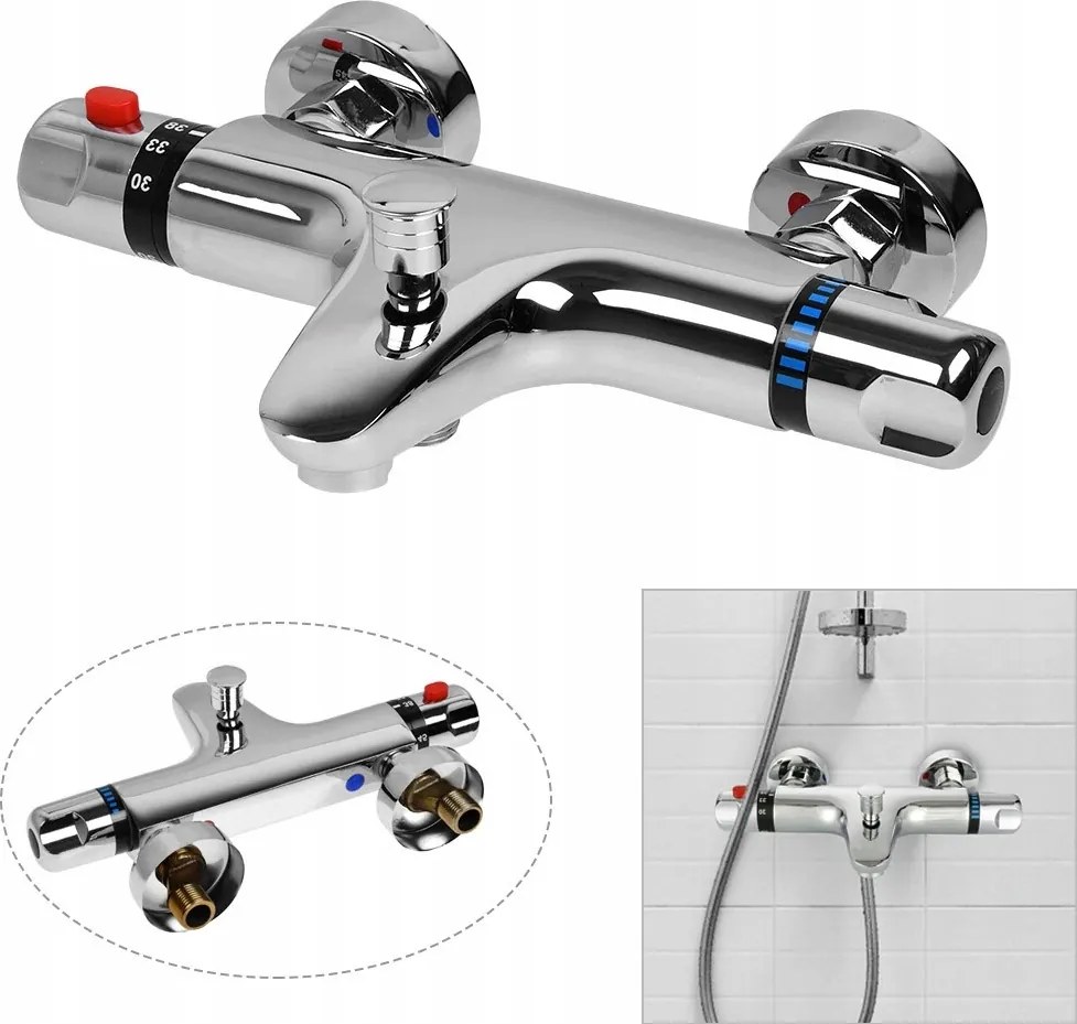 Termosztátos Kád Csaptelep Fali Termosztát Szett