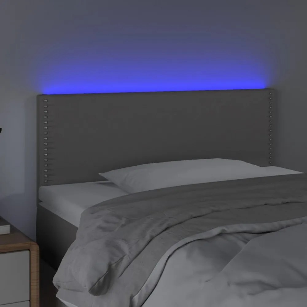 szürke műbőr LED-es fejtámla 80 x 5 x 78/88 cm