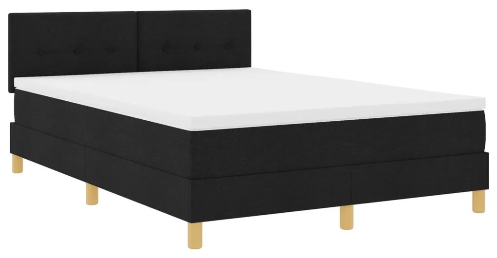 Box Spring ágy matraccal fekete 140x200 cm szövet