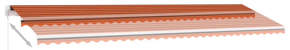 narancs és barna kézzel kihúzható LED-es napellenző 600x300 cm