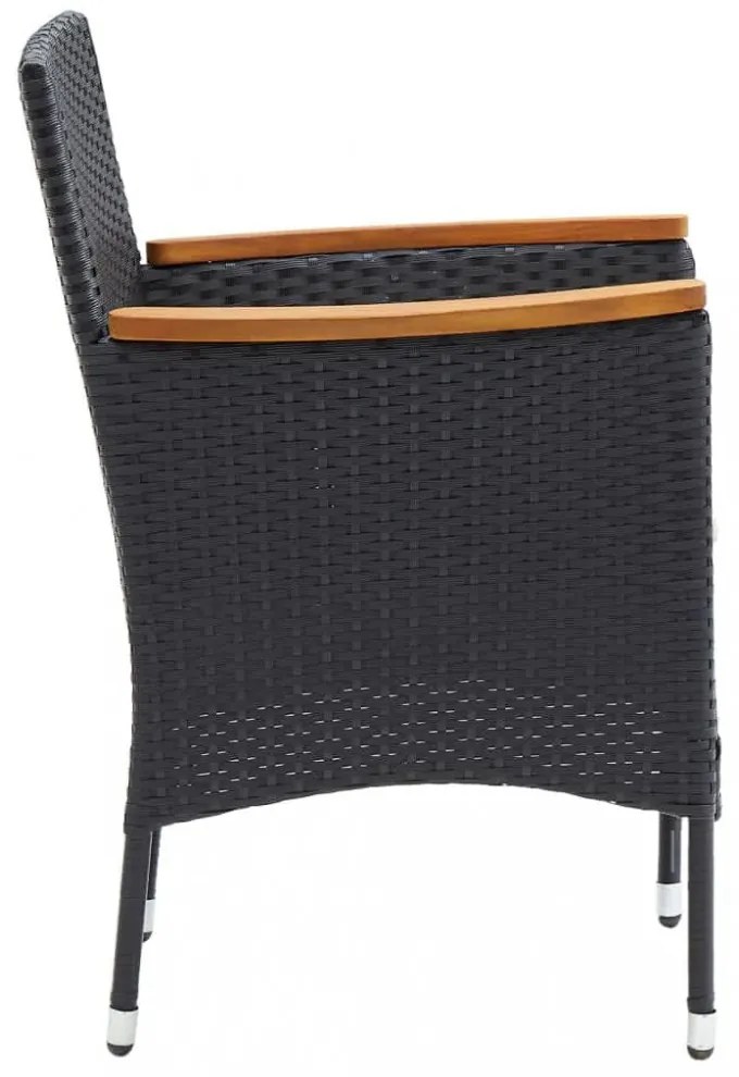 vidaXL 7 részes fekete polyrattan kerti étkezőgarnitúra párnákkal