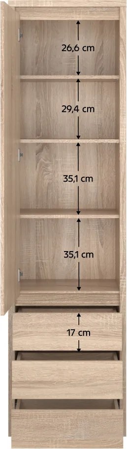 Könyvespolc, DTD laminált, tölgy sonoma, NORTY TYP 5