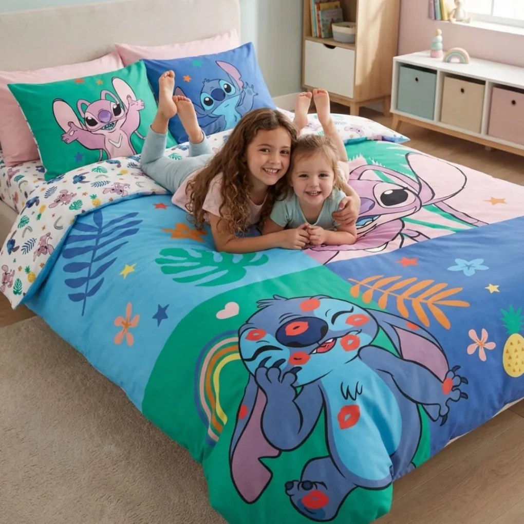 Disney Lilo és Stitch, A csillagkutya Joyful Jungle ágyneműhuzat 140×200cm, 70×90 cm