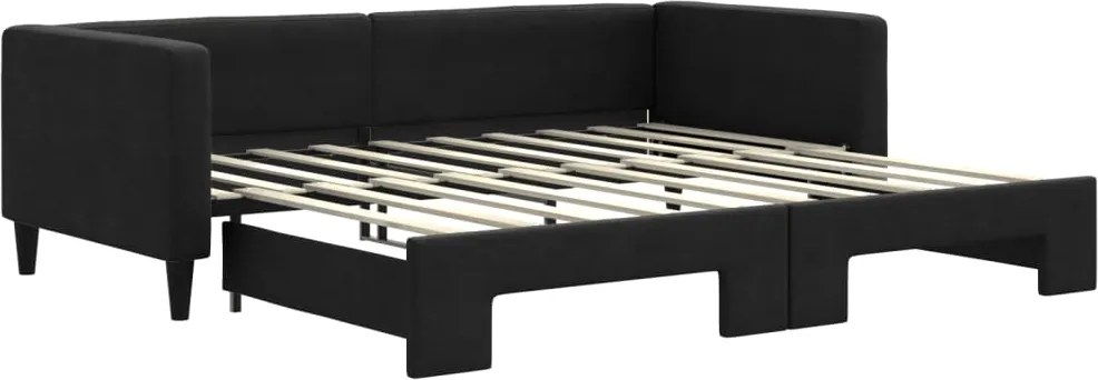 vidaXL fekete kihúzható szövet heverő 90 x 190 cm